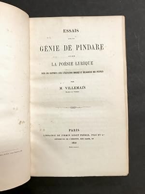 Essais sur le génie de Pindare et sur la poésie lyrique dans ses rapports avec l'élévation morale...