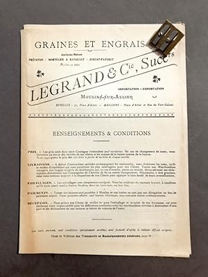 [Catalogue commercial]. Graines et engrais. Legrand et Cie. Moulins-sur-Allier.