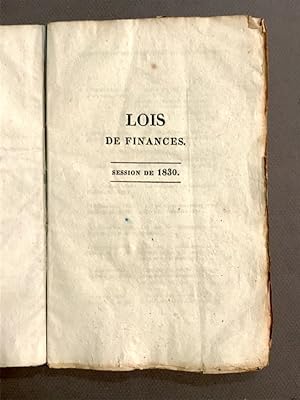 Lois de finances. Session de 1830.