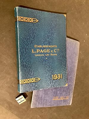 Etablissements L. Page et Cie. Luxeuil-les-Bains. 1931. [Catalogue].