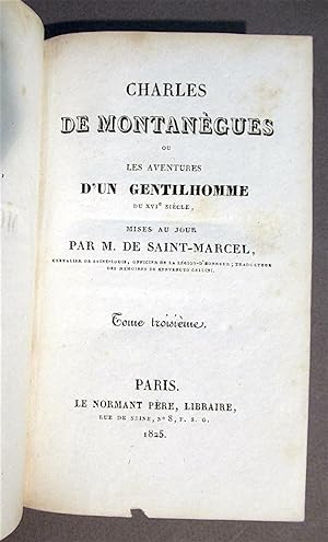 Charles de Montanègues ou les aventures d'un gentilhomme du XVI° siècle.