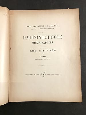Carte géologique de l'Algérie. Paléontologie. Monographies. Les Equidés.