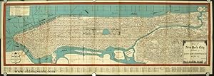 Map & Guide New York City Showing Ferries, House Numbers, Hotels, Steamship Lines and Piers, Subw...