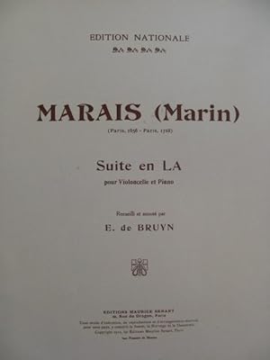 MARAIS Marin Suite en La Violoncelle Piano 1922