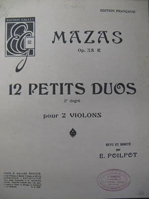 MAZAS F. 12 Petits Duos No 7 à 12 pour 2 Violons