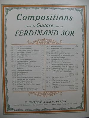 SOR Ferdinand Deux Thèmes variés et 12 Menuets Guitare