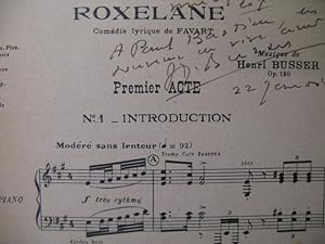 BUSSER Henri Roxelane Opera Dédicace Chant Piano 1948