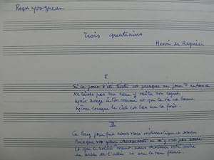 MOUGNEAU Roger Trois Quatrains Manuscrit Chant Piano
