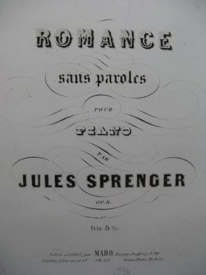 SPRENGER Jules Romance sans Paroles Piano 1852