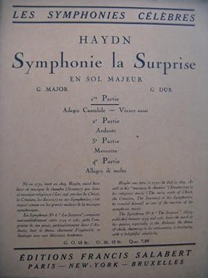 HAYDN Joseph Symphonie La Surprise Orchestre Piano Violon 1927