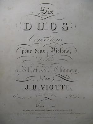 VIOTTI J. B. 3 Duos op.5 pour 2 Violons 1830?