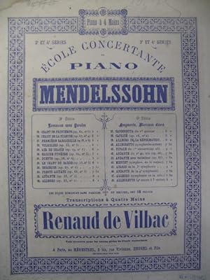 MENDELSSOHN 3e Symphonie Adagio Piano 4 mains 1884