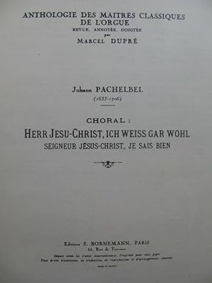 PACHELBEL Johann Choral Herr Jesu Christ Orgue 1942