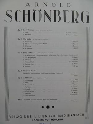 SCHÖNBERG Arnold Traumleben Chant Piano