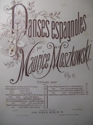 MOSZKOWSKI Maurice Danse Espagnole No 3 2 Pianos 4 mains XIXe