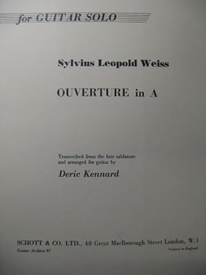 WEISS Sylvius Leopold Ouverture in A Guitare