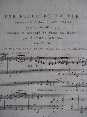ANSON Antoni Une Fleur et la Vie Chant Piano ou Harpe ca1825