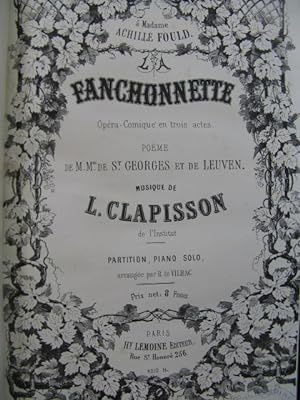 CLAPISSON Louis La Fanchonnette Opéra Piano solo ca1857