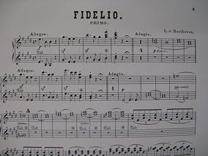 BEETHOVEN Fidélio Ouverture Piano 4 mains 1875