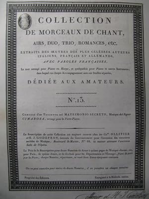 Collection de Morceaux de Chant n° 13 Chant Harpe ou Piano ca1805