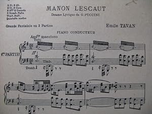 PUCCINI Giacomo Manon Lescaut Fantaisie Orchestre 1906