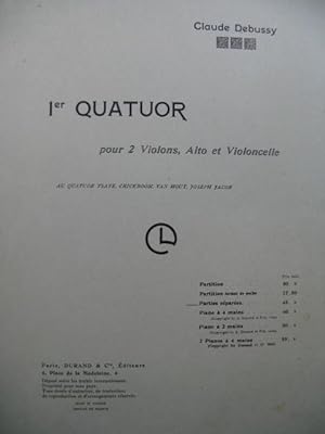 DEBUSSY Claude 1er Quatuor Violon Alto Violoncelle