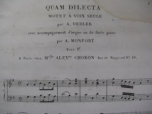 DEDLER A. Quam Dilecta Chant Orgue ou Piano ca1820