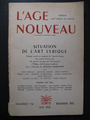 L'Age Nouveau Situation de l'Art lyrique 1955