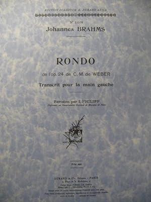 BRAHMS Johannes Rondo Weber Piano 1959