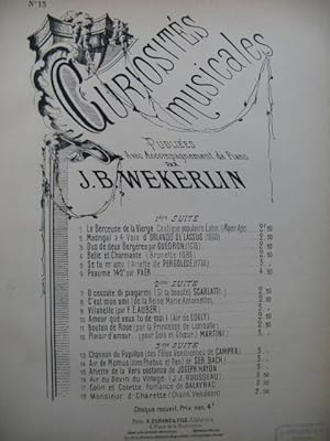 WEKERLIN J. B. Chanson du Papillon Chant Piano