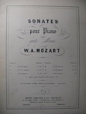 MOZART W. A. Sonate No 4 Piano 4 mains