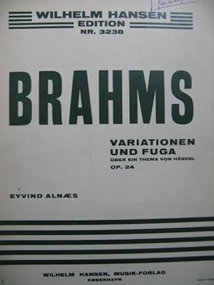 BRAHMS Johannes Variationen und Fuga Handel Piano 1947