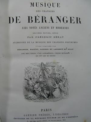 BÉRANGER Musique des Chansons de Béranger Airs Chant 1868