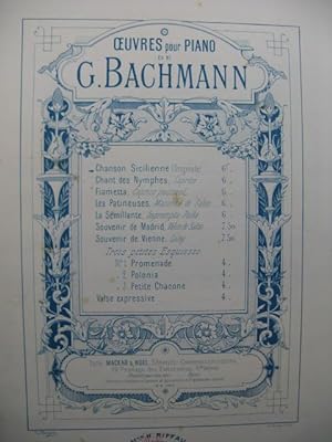 BACHMANN Georges Chanson Sicilienne Piano XIXe siècle