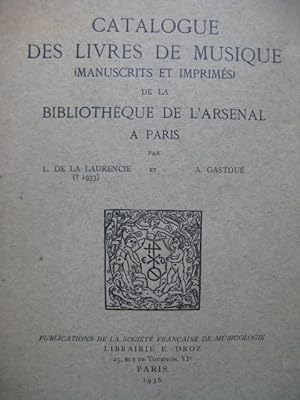 Catalogue des Livres de Musique de la Bibliothèque de l'Arsenal 1936