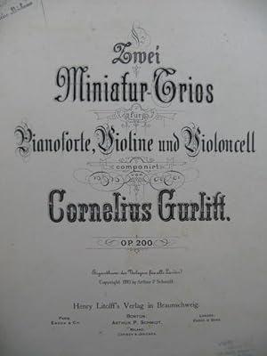 GURLITT Cornelius Zwei Miniatur Trios Piano Violon Violoncelle 1893