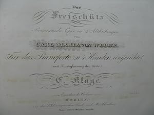 WEBER Der Freischutz Opera Piano 4 mains ca1830