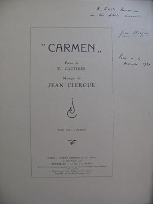 CLERGUE Jean Carmen Dédicace Chant Piano 1930