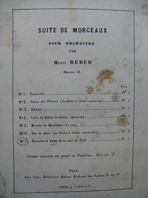 REBER Henri Ent'acte et Valse de la Nuit de Noël Orchestre 1876