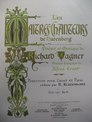 WAGNER Richard Les Maitres Chanteurs Opéra 1897
