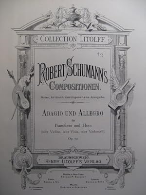 SCHUMANN Robert Adagio et Allegro Piano Violon Alto Violoncelle