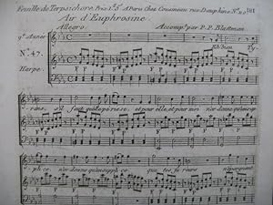 MÉHUL Air d'Euphrosine Feuille du Terpsichore Chant Harpe 1792