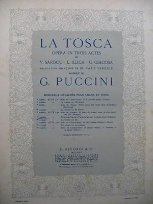 PUCCINI Giacomo La Tosca Prière Chant Piano 1899