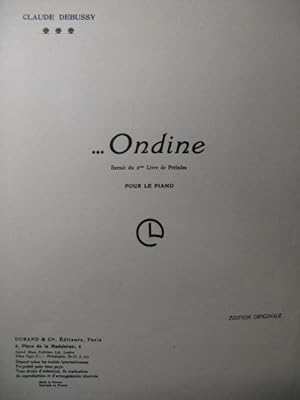 DEBUSSY Claude Ondine Piano 1965