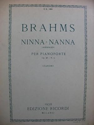 BRAHMS Johannes Ninna Nanna Piano 1938