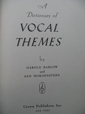 A Dictionary of Vocal Themes Chant 1950