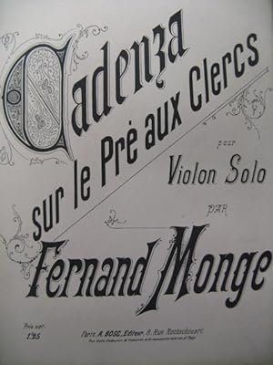 MONGE Fernand Cadenza sur le Pré aux Clercs Violon XIXe