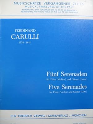 CARULLI Ferdinand Five Serenades Flute ou Violon Guitare