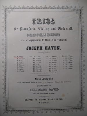 HAYDN Joseph Trio G dur Piano Violon Violoncelle ca1850