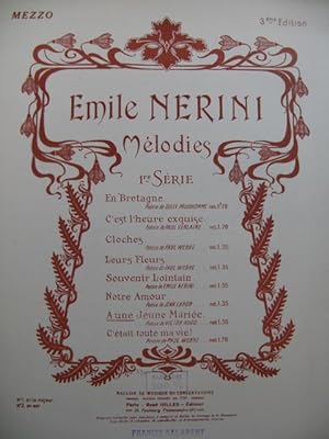 NERINI Emile A une Jeune Mariée Chant Piano